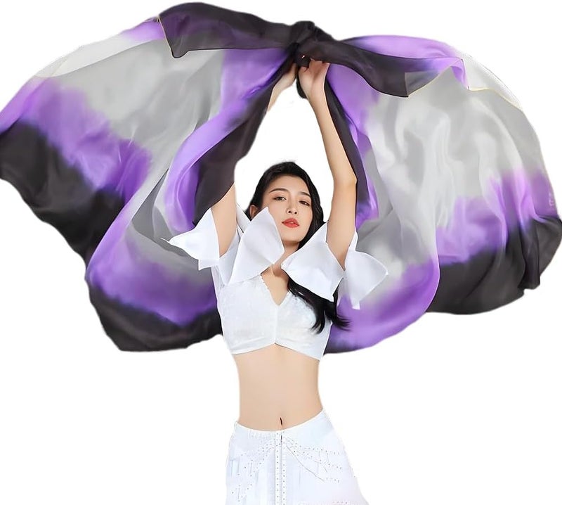 Rivoxi Women Real Silk Belly Dance Silk Veils Professional Oriental Halloween Stage Performance Show - Image 1